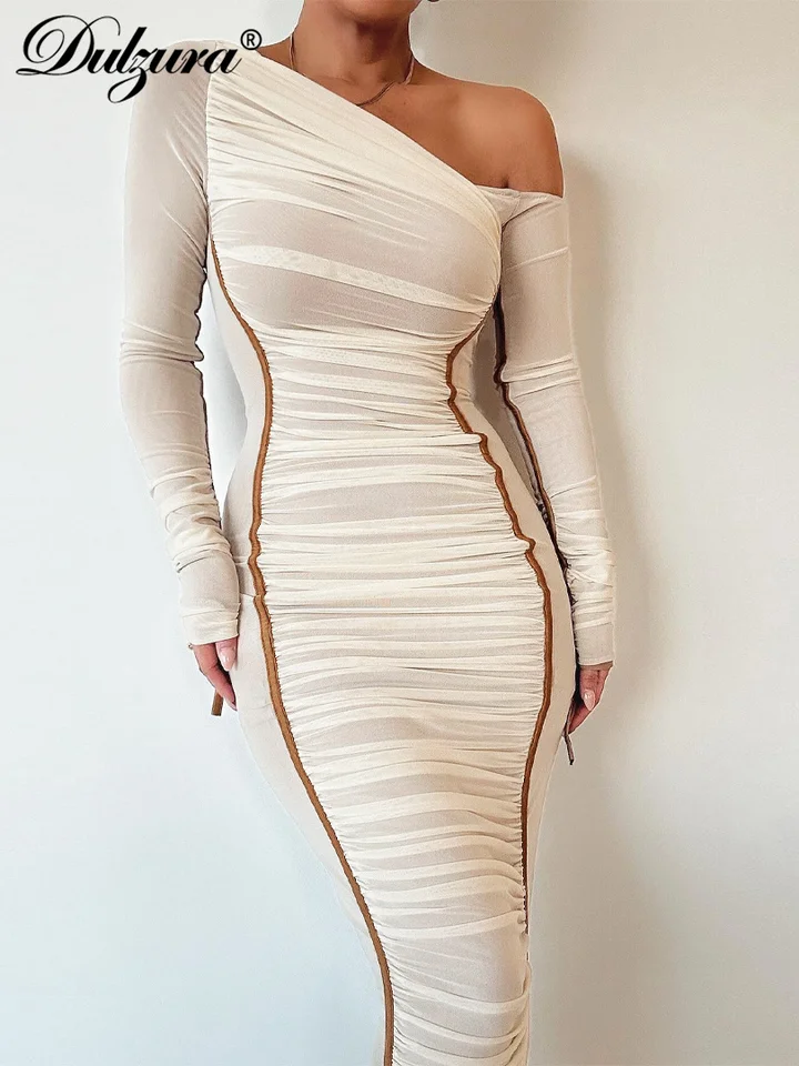 Dulzura šikmé goliere midi šaty sieť 2024 letné ženské večierky sexy klubové oblečenie narodeniny veľkoobchodné kvapky prepravu elegantné