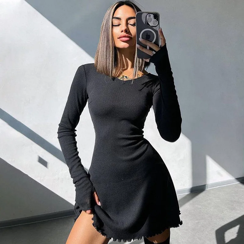 Dulzura Ženy 2024 Jeseň Zimná zimná móda pletené pletené streetwear Bodycon krátke mini šaty veľkoobchodné predmety pre podnikanie