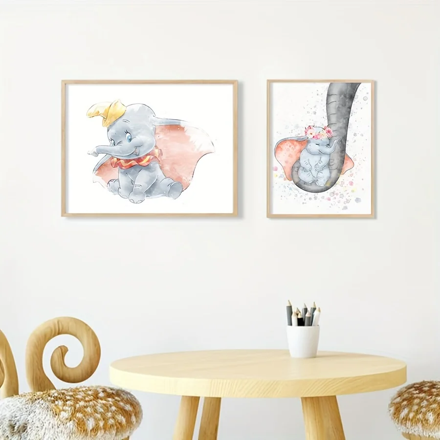 Dumbo Art Flats Watercolor Cartoon plagát dieťa slon dumbo citát maľba maľba detská izba