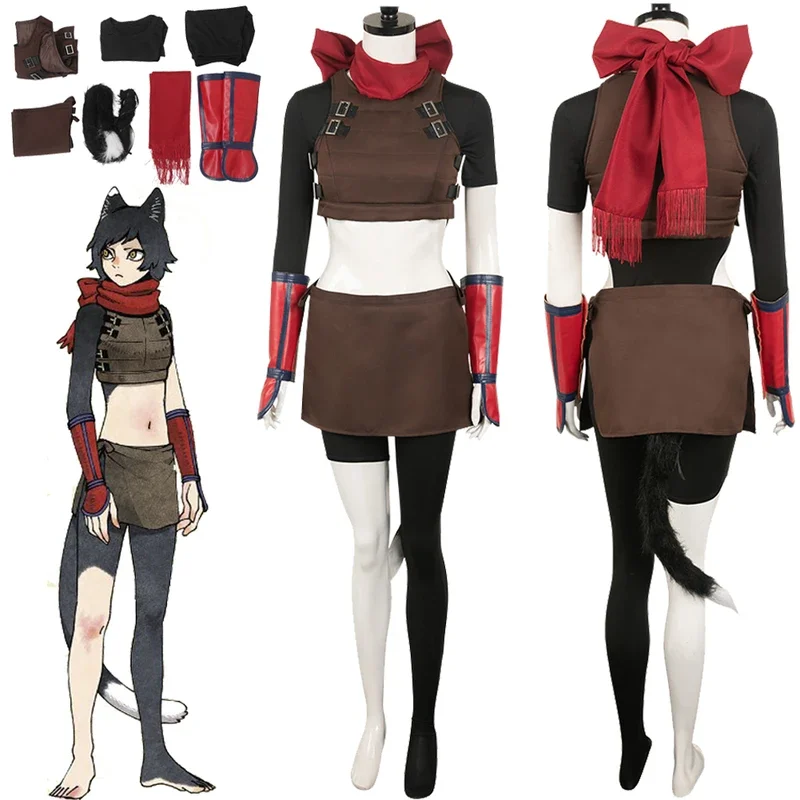 Dungeon Meshi Izutsumi Cosplay Fantasia Maskarovanie Dospelé ženy Wig Chlows Conset Tail sukňa outfit Halloween Carnival Suit