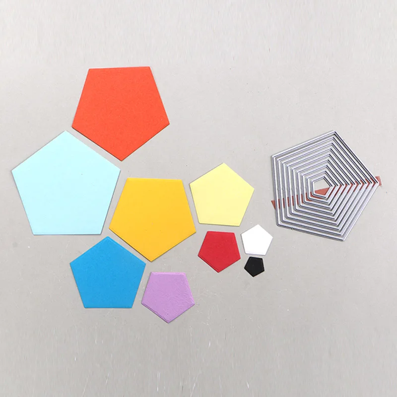 Duofen kovové rezanie zomiera Pentagon Frames Set Stencil DIY Scrapbook Paper Album 2019 Nový