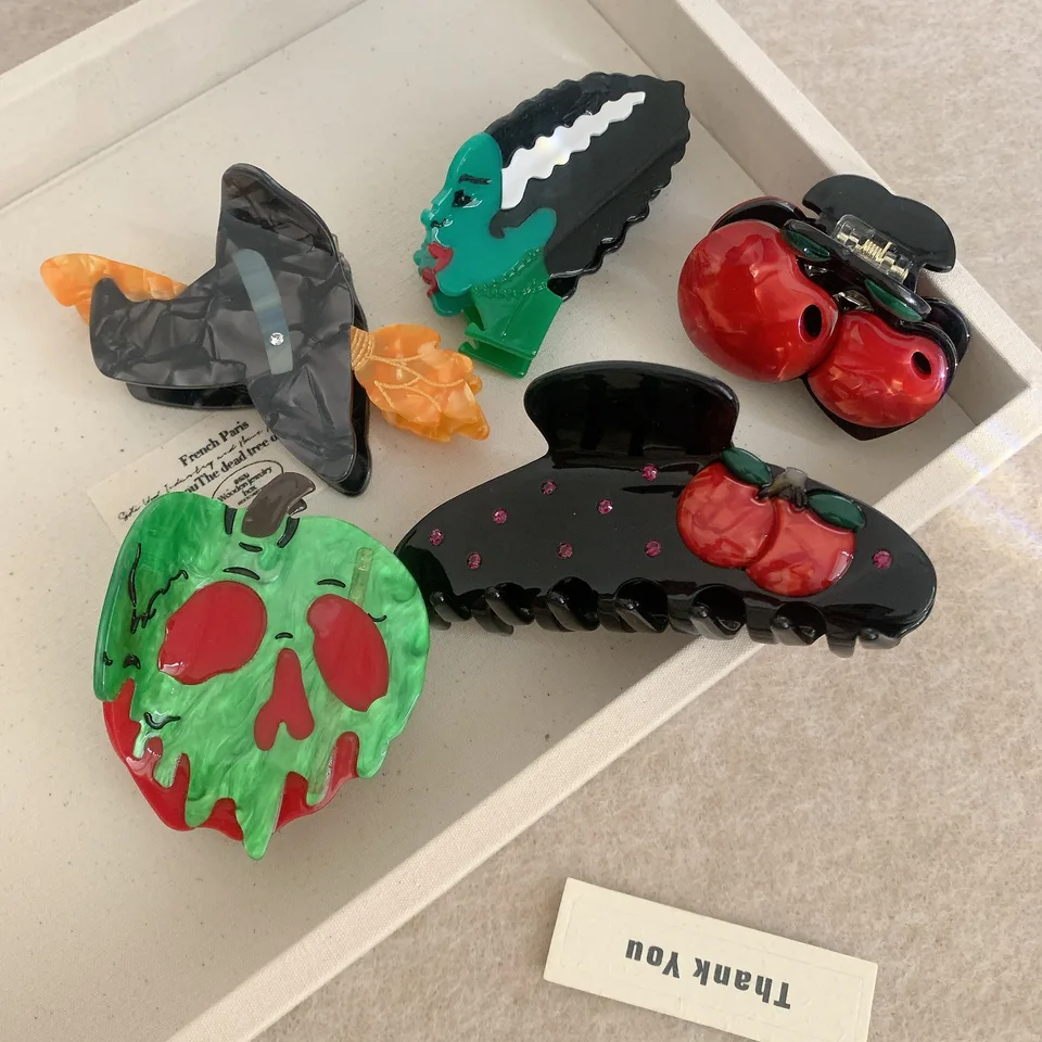 Duoshang New Halloween Ghost Pumpkin Cherry Hair Claw Claw Claw Clips Horor krabové klipy Klipy pre ženy dievčat