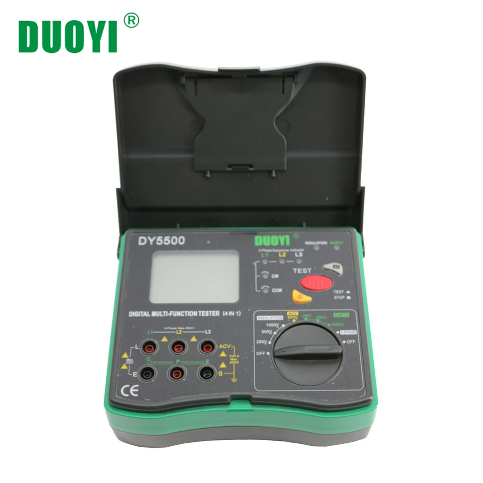 Duoyi Dy5500 Digital 4 v 1 multifunkčnom testerovom izolácii testera+zemský tester+Voltmeter+fázový indikátor 0,01 až 2000OHMS