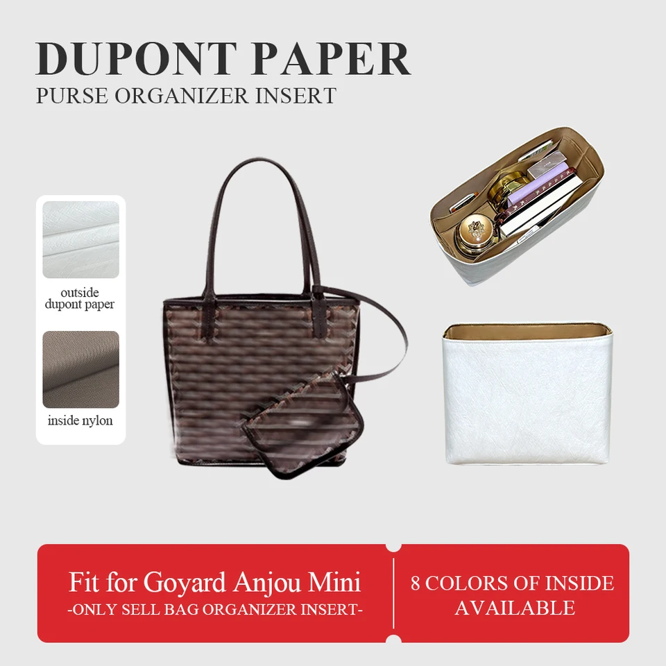 DuPont Paper Capere Organizátor Vložte Fit Fit for Goyard Anjou Mini make -up vo vnútri kabelkovej tašky v taške Lightweight Inner Liner Taška