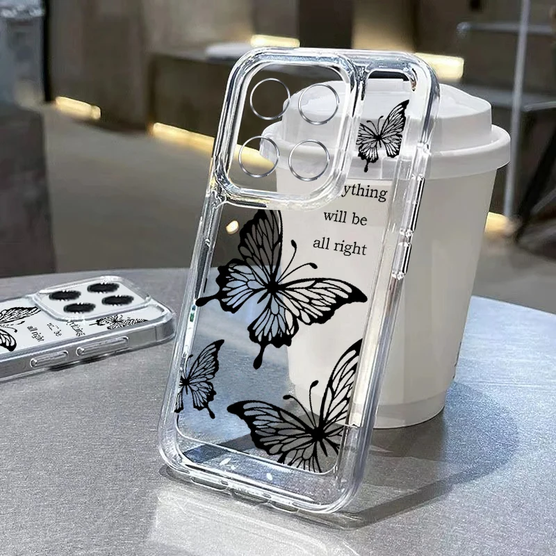 Dutlowed Out Butterfly Clear Case pre Xiaomi Redmi Poznámka 14 12 11 13 Pro Plus 5G POCO F6 X5 X6 13T 14T Pro 4G 13C PLYPLY