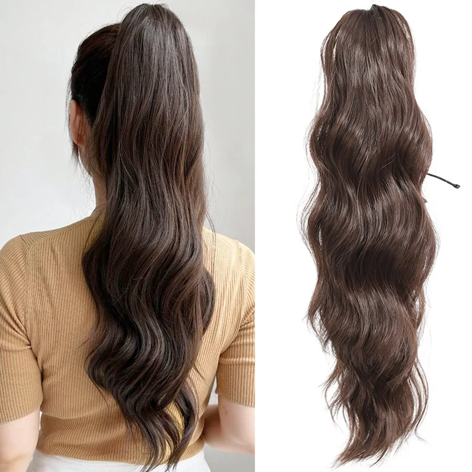 Dutrieux Prírodný syntetický úlovok Clip Wavy cytail Hair Extension Clip na parochň