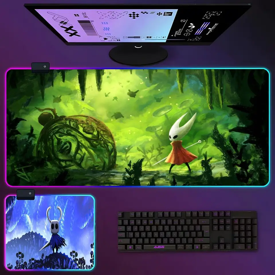 Duté rytierske myš podložka RGB Luminát 700x400 mm Veľká stolová podložka Šifrovaná protišmyk Super veľká podložka myši