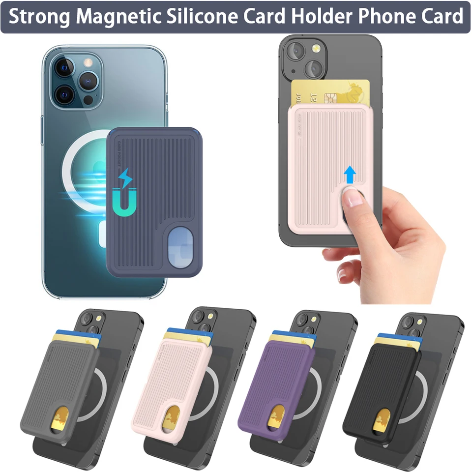 Duálna karta Magnetické vertikálne silikónové držiak na kartu Phone Magnetic Card Držiteľ puzdro peňaženka Magsafe Card Pack shell pre iPhone Serie