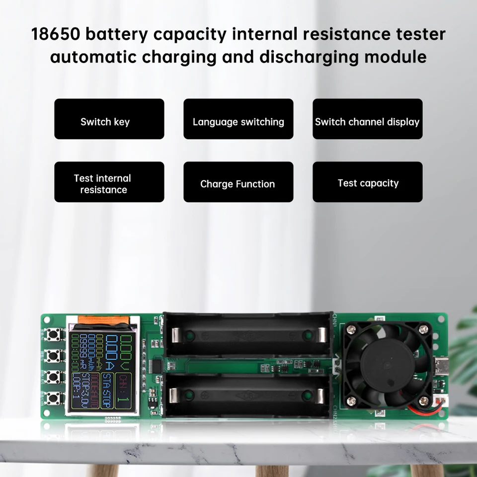 Duálny kanál 18650 Tester Litium Battery Tester Tester Tester Tester batérie DETEKTOR DETEKTOR
