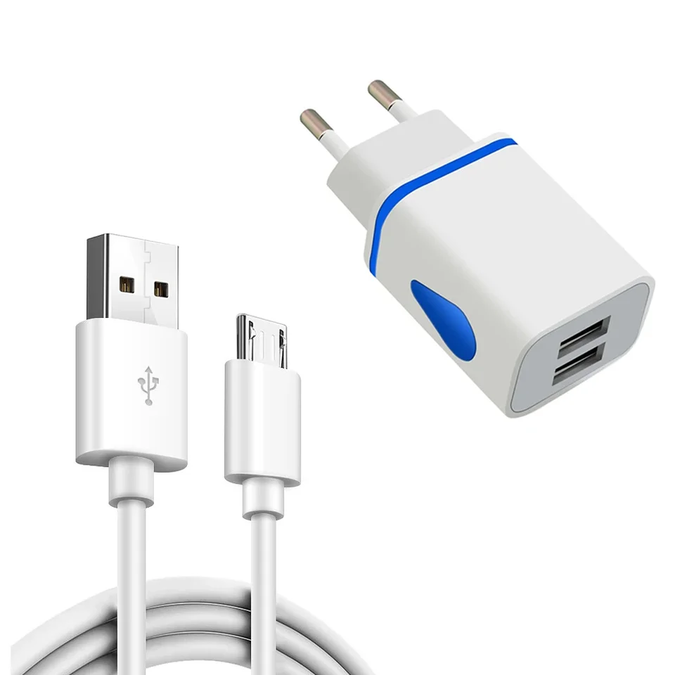 Duálny nabíjací adaptér EÚ 2M MICRO USB kábel 2 metrov mikropodniky pre huawei y6s y8p y5p y7p cti x5 20 9s 9c 9a Play 4T 9A