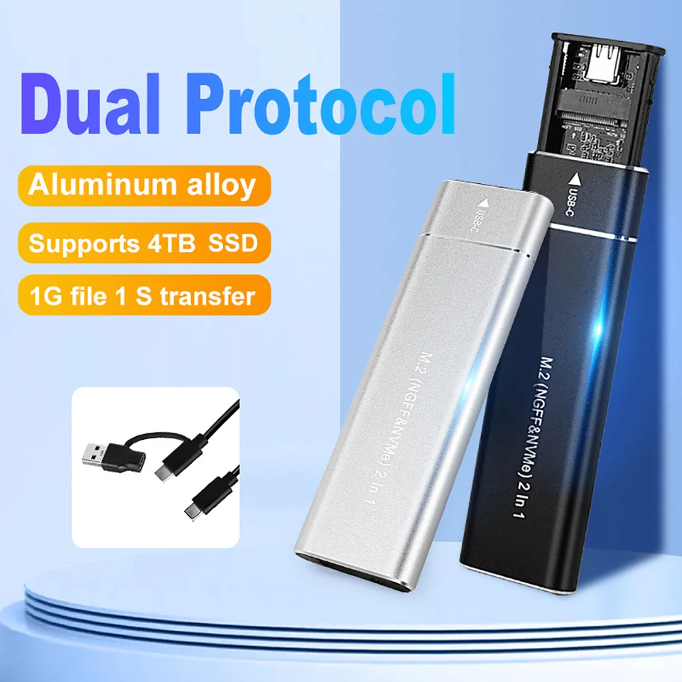 Duálny protokol M2 SSD Case M.2 NVME SATA SSD Adaptér 10 GBPS USB 3.1
