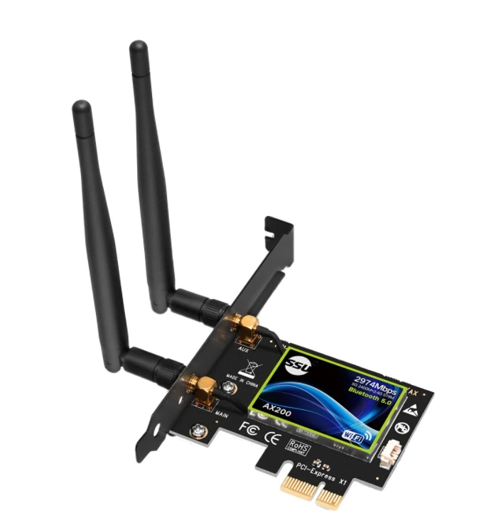 Duálny pás PCI Express WiFi Card Gigabit pre Intel AX200 2,4G/5GHZ 802.11ac/AX 5.0 Bluetooth Adapter iba podporuje