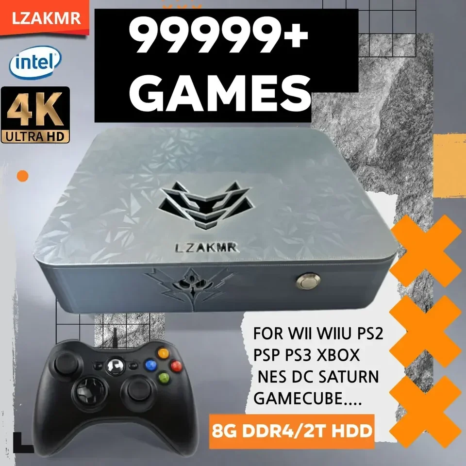 Duálny systém Nový AK1 Pro Game Box 99999+Game 8G RAM 2TB Game System pre PS2 PS3 Wii SS Gamecube Sega Saturn Retro Game Box Intel Intel