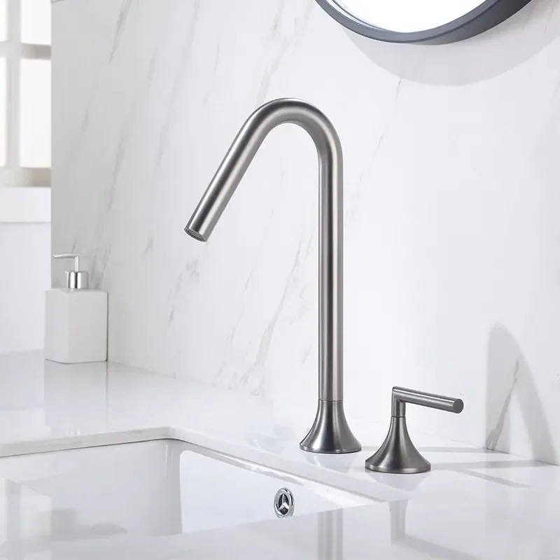 Dva rukoväť vysoký mosadzný kohútik Tap Tap -Basin Faucet Torneira Gourmet de Cozinha horúca voda Kúpeľňa kúpeľňa sivá čierna chróm