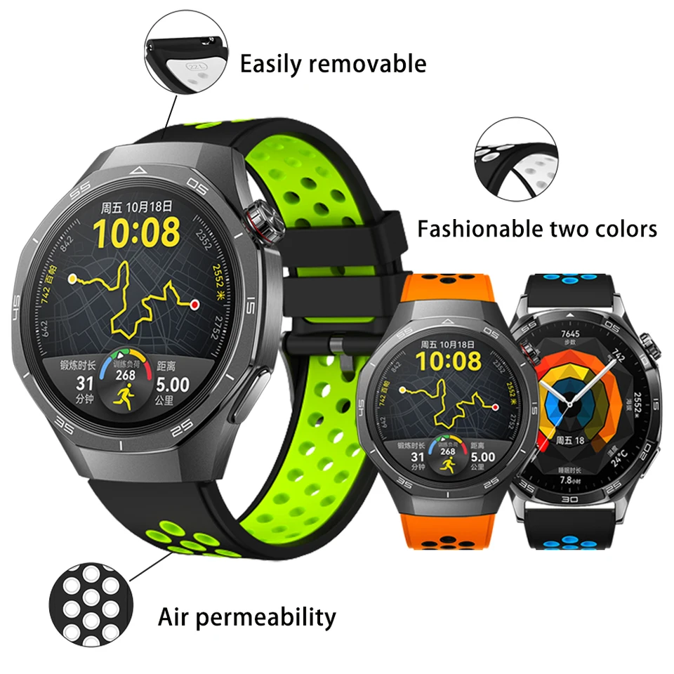 Dva tón pre Huawei Watch GT5 GT5PRO 46 mm priedušný remienok na okrúhly otvor vhodný s Huawei Watch GT5/GT4/GT3 46 mm/Watch4 Watch3