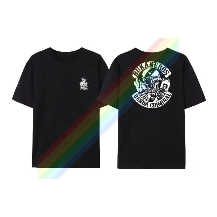 Dvanásť letných mužov Bukaneros bavlnené tričko Čierne reverzibilné grafické tričko Vallecanos RVM Clase OBRERA Ultras T-Shirt Y2K