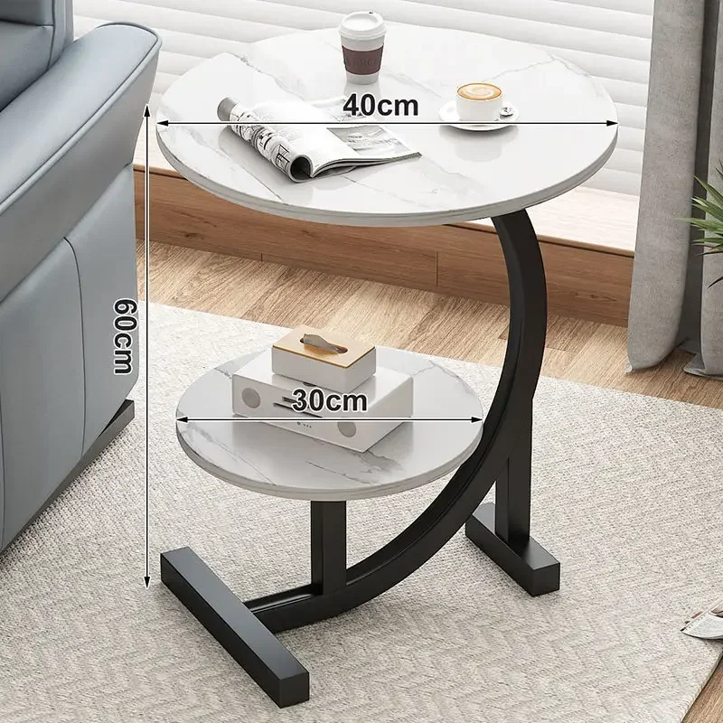 Dve vrstvy malý bočný stôl pre priestory, skladovací stojan, koncový mdf+kov, obývacia izba moderný balkón