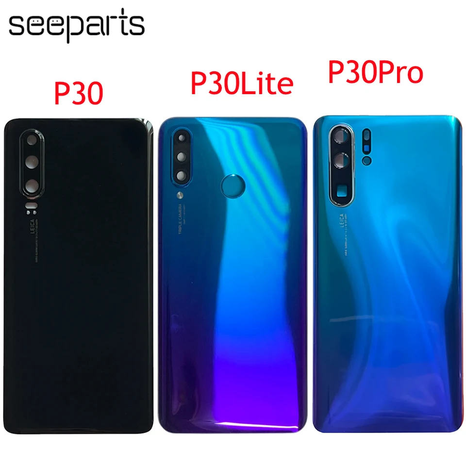 Dvere na sklo batérie s objektívom pre Huawei P30 ELE-L04 L09 P30 PRO VOG-L29 L04 Zadný sklenený sklenený P30 LITE MAR-L01A