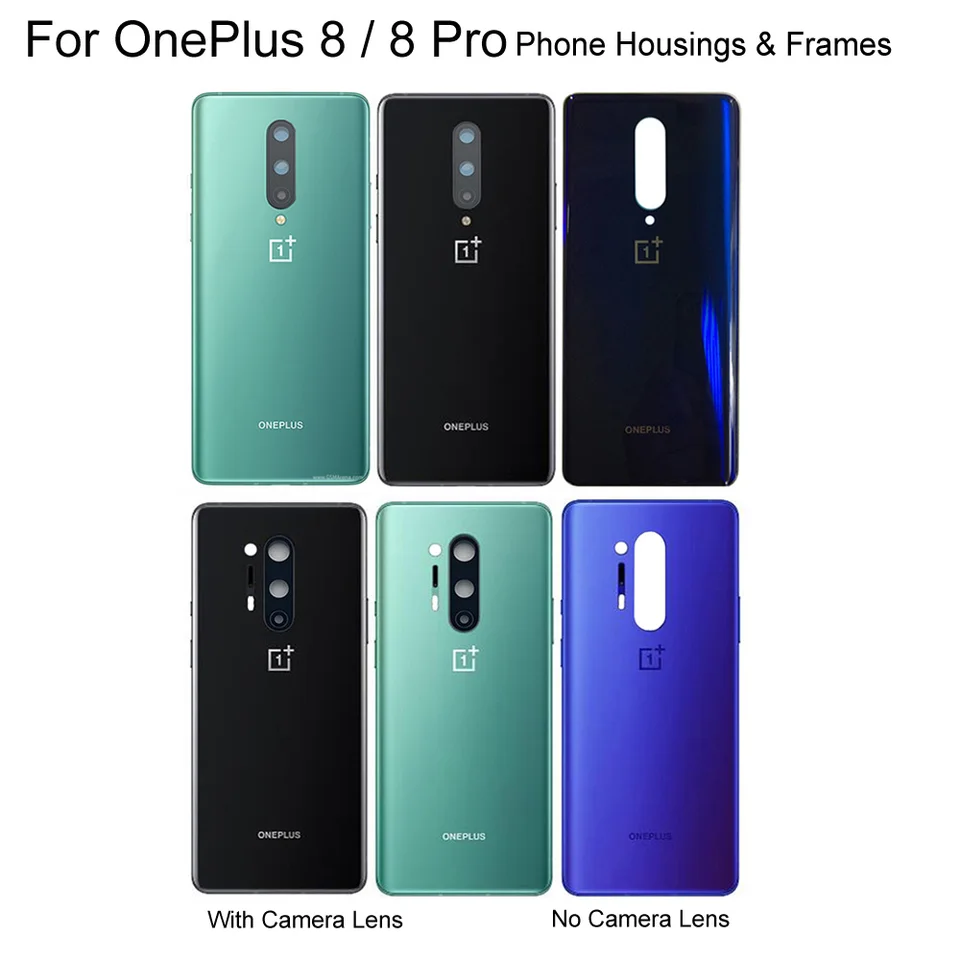 Dvere zadného krytu batérie s objektívom s fotoaparátom, pre OnePlus 8 Pro, puzdro na rámy telefónu, opravy dielov