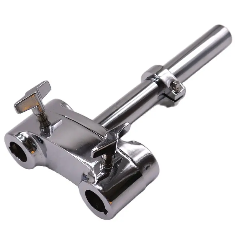 Dvoj ručný držiak bubna držiaka hliníka hliníková zliatina Tom Drum Stand Drum Arm Podporuje bubon Strieborné farebné bubnové súprava bubon set 1 kus