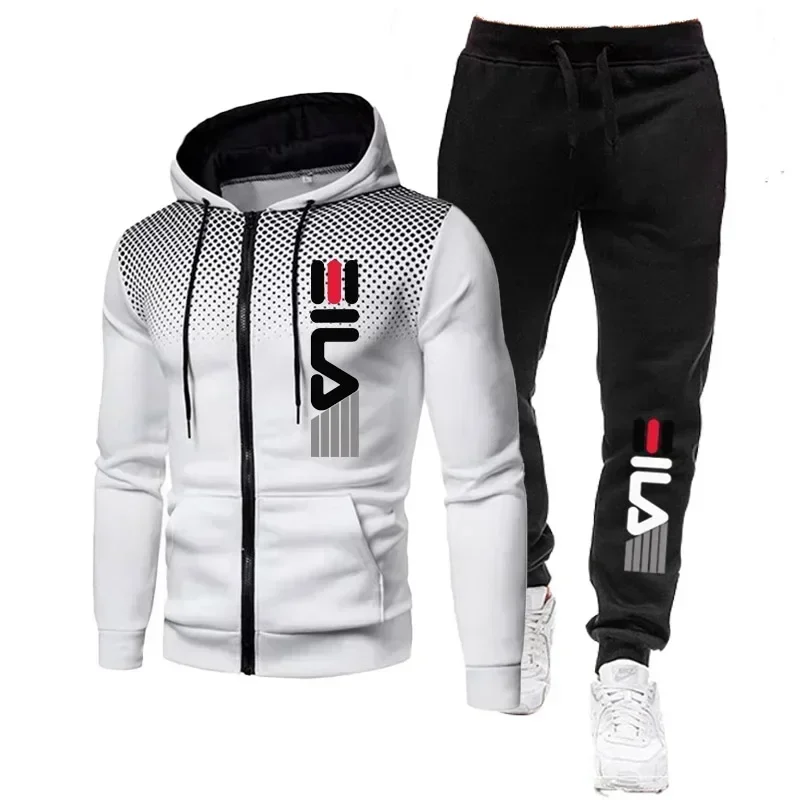 Dvojdielne jogger vyhostia pánske jesenné zimné zimné zimné rukávy tlačené kabáty a dlhé tepláky Muž Outdoors Sport Tracksuits