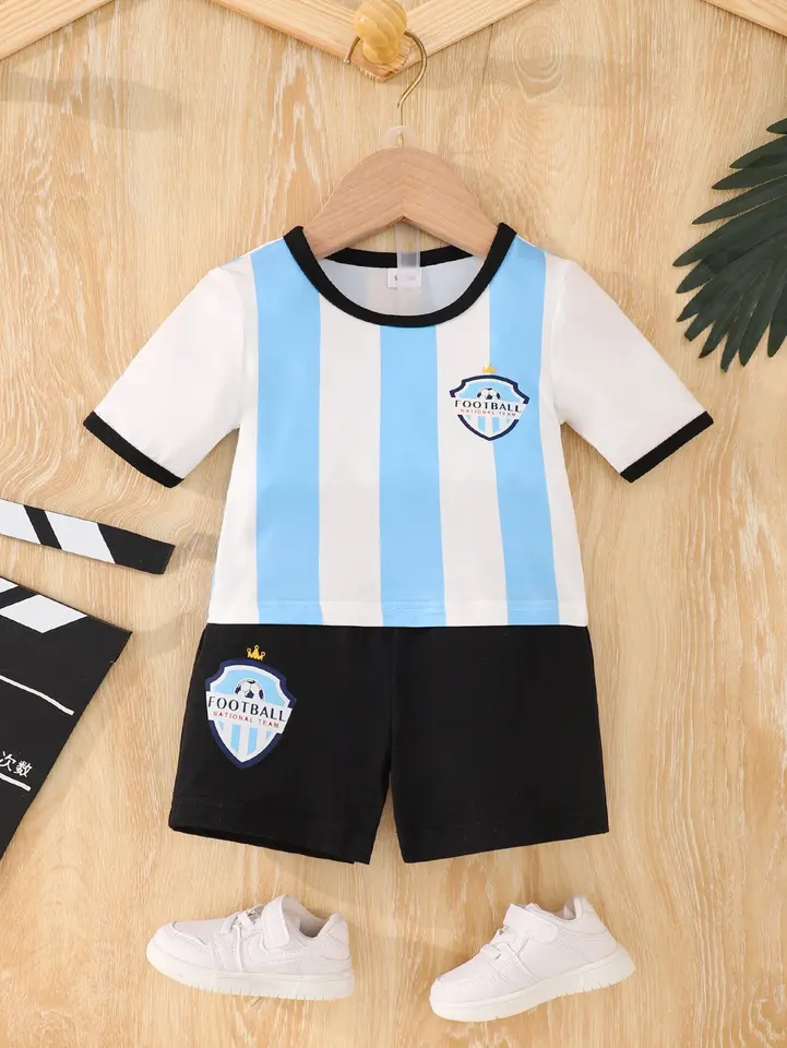 Dvojdielny chlapče, Europe Cup Sports Casual Comfort Fashion s krátkym rukávom Futbalové dresy Sada roztomilých a pekných