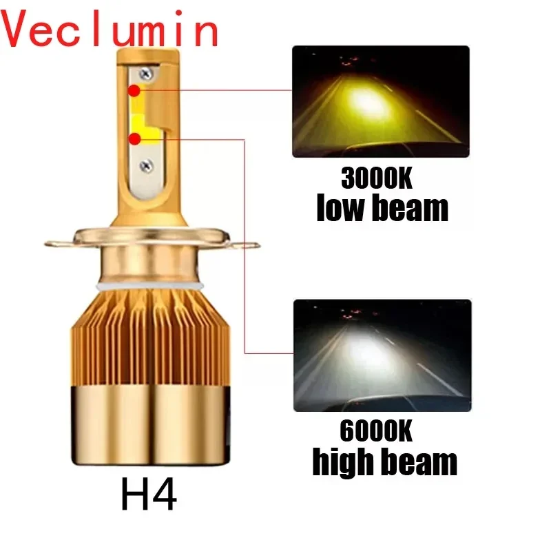 Dvojfarebná H4 H7 LED žiarovka svetlomet 12v H8 H1 H3 9005/HB3 9006/HB4