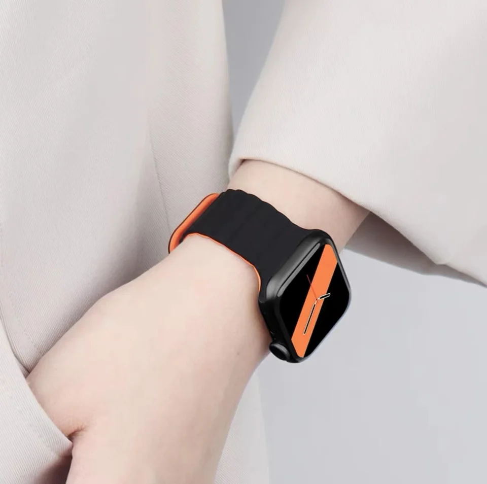 Dvojfarebná magnetická silikón pre IWatch HK9 Pro Max Band 44mm 45 mm 42 mm 38 mm 49 mm magnetický HK8 Pro Max H12 Ultra DT8 Plus S9 SE
