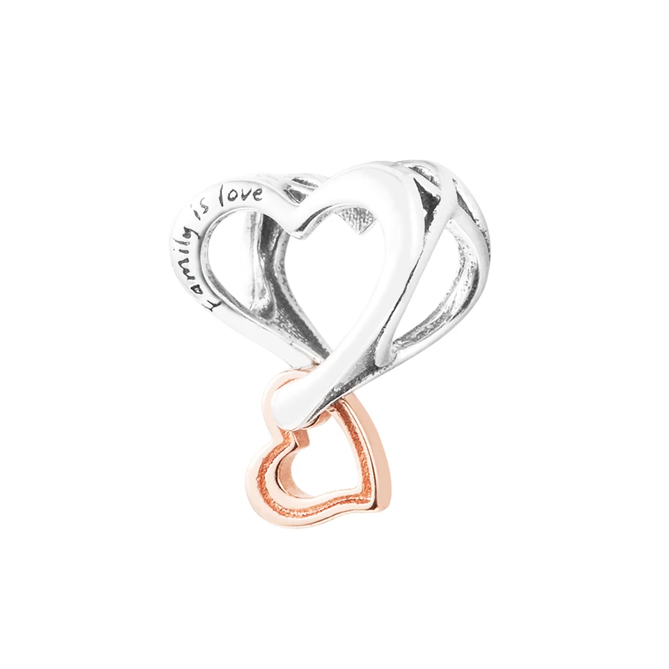 Dvojfarebné otvorené dielo Infinity Heart Charm 925 Originálne strieborné korálky pre šperky na výrobu príveskov Collier Collier DIY náramky pre ženy