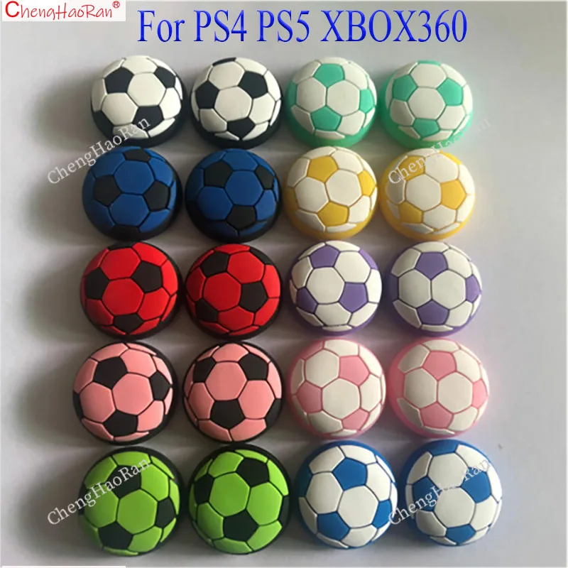 Dvojica silikónových joystickových uzáverov pre PS4 PS5 XBOX360 Gamepad Controller Anti Slip Ochranná čiapka Futbalový tvar