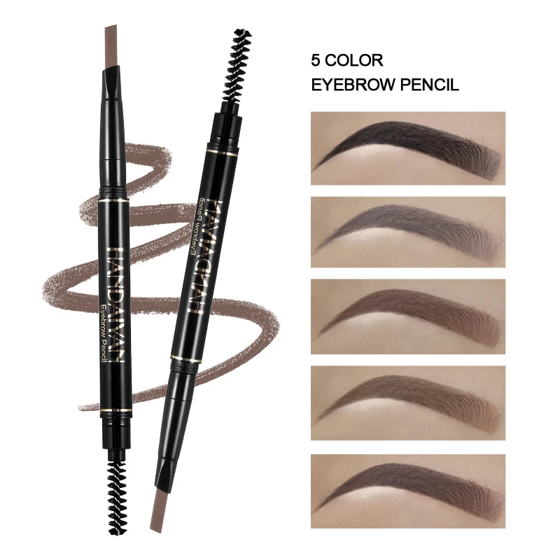 Dvojitá hlava obočia ceruzka Vysoký pigment Neobesie vodotesné odolné trvanlivé päťfarebné obočie ceruzka očná kozmetika pre ženy