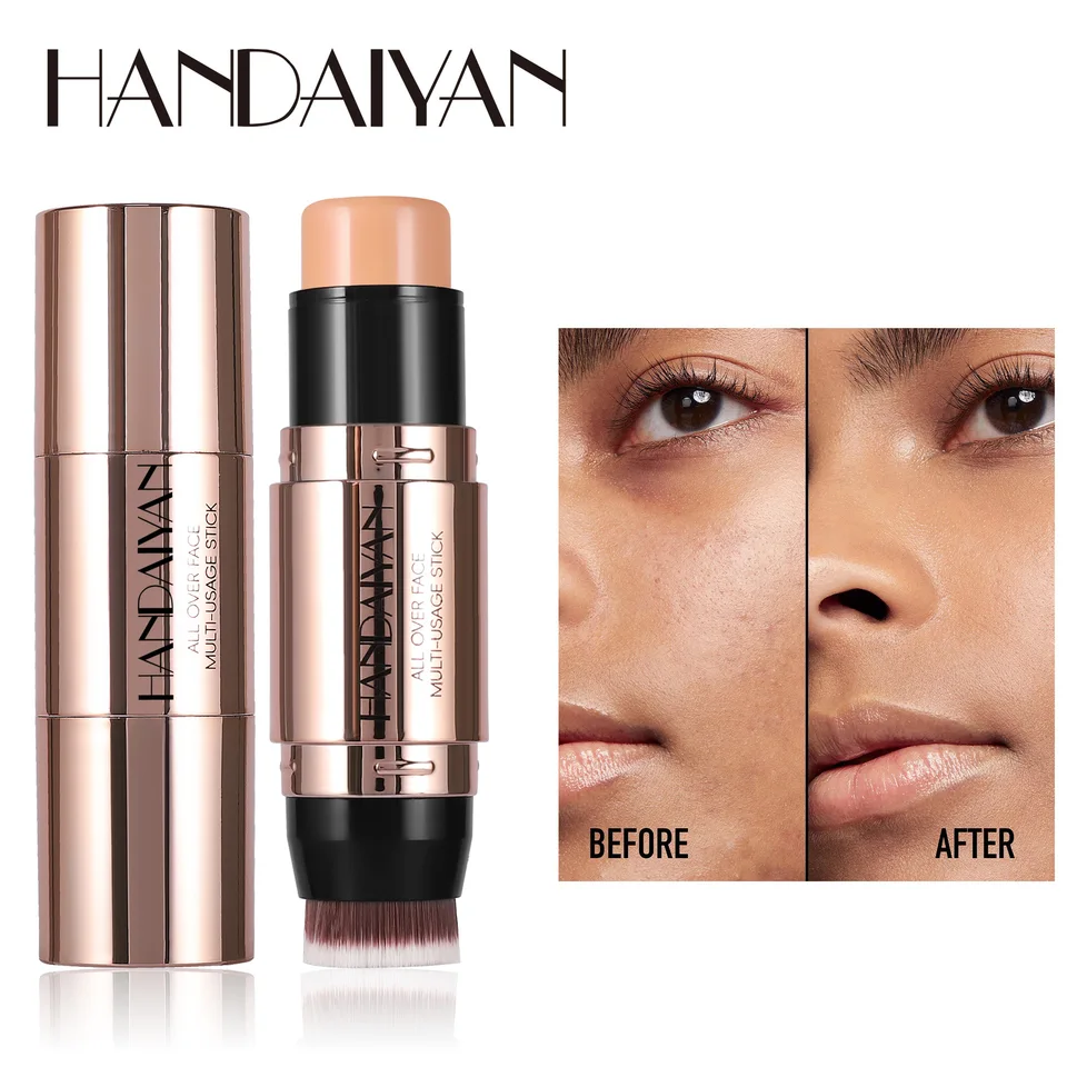 Dvojitá hlava s paličkou Bronzer Bronzer Cream Light Dark Shadow Trvalá korektor tváre rozjasnite kontúrovanie kefou s kefou