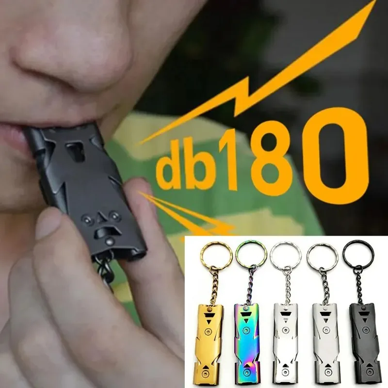 Dvojitá píšťalka Pendant Keychain Keychain High Decibel Prenosná vonkajšia prežitie Núdzové kempingové náradie Multifunkčný píšťalka 1pc