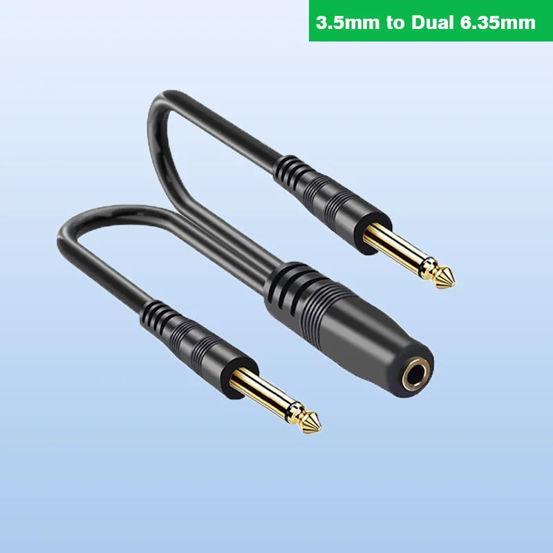 Dvojitá zbernica 6,5 ​​mm až 3,5 mm, zbernica 3,5 mm na dvojnásobok 6,5 mm audio kábel 2-v-1, 1/2 mono kanála, 6,35 mm zástrčka a prehrávanie