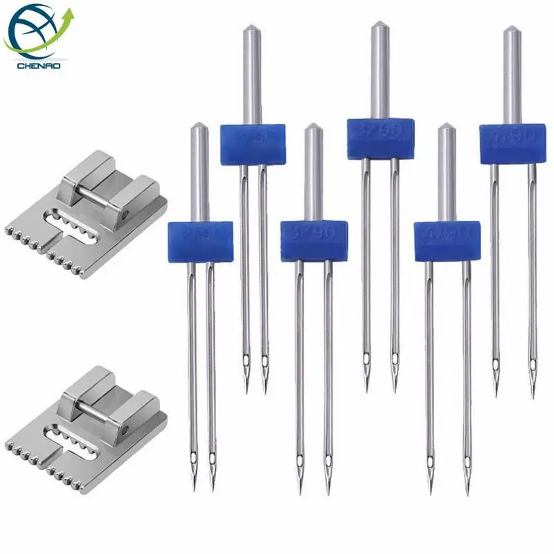 Dvojité dvojité ihly Veľkosť 2/3/4 mm a vráskované 7 drážok šijacích listov na nohy súpravy na šitie šijacieho príslušenstva