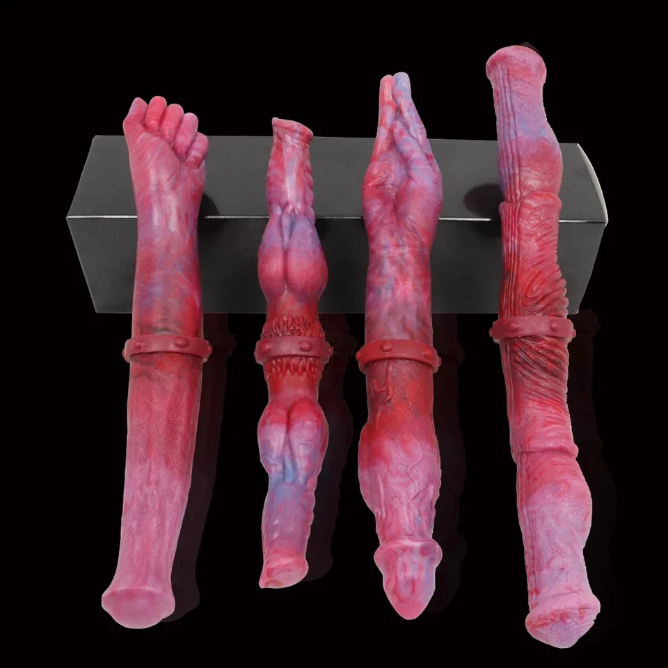 Dvojité hlavy dildo zvierací penis červená päsť análny zátka Obrovský dlhý dildo veľký ps dildo realistické lesbické silikónové buttplug sexuálne hračky