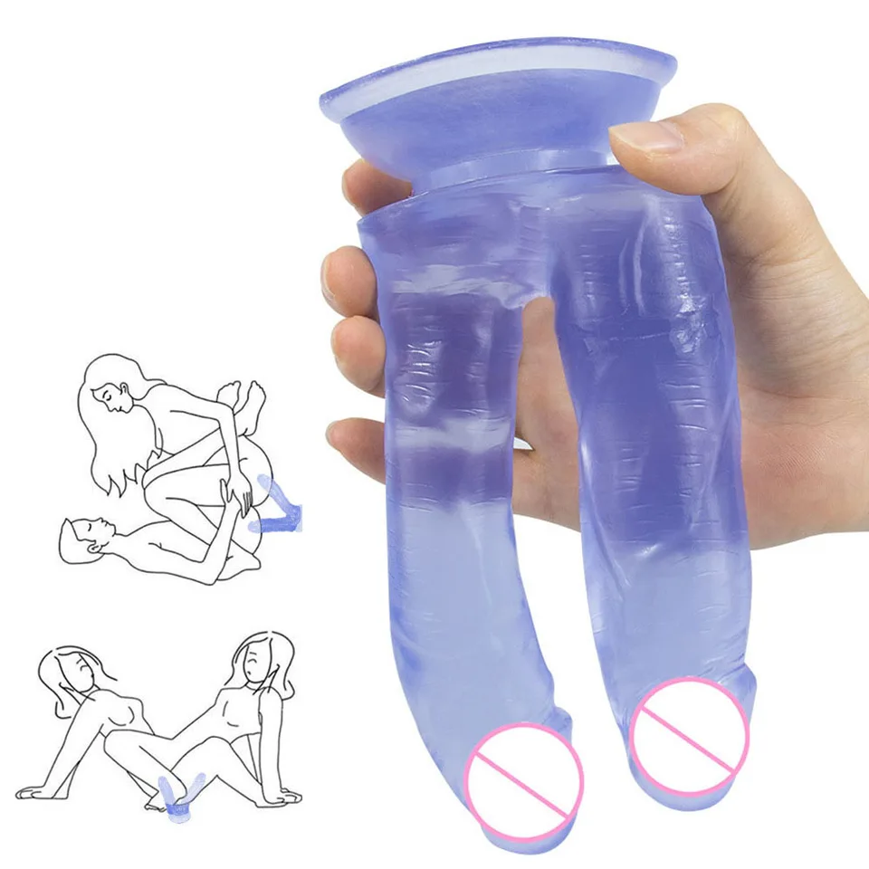 Dvojité penetrácie Dildo páry Dva hlavy končiace penis ženy Masturbator Soft Jelly Big Pen