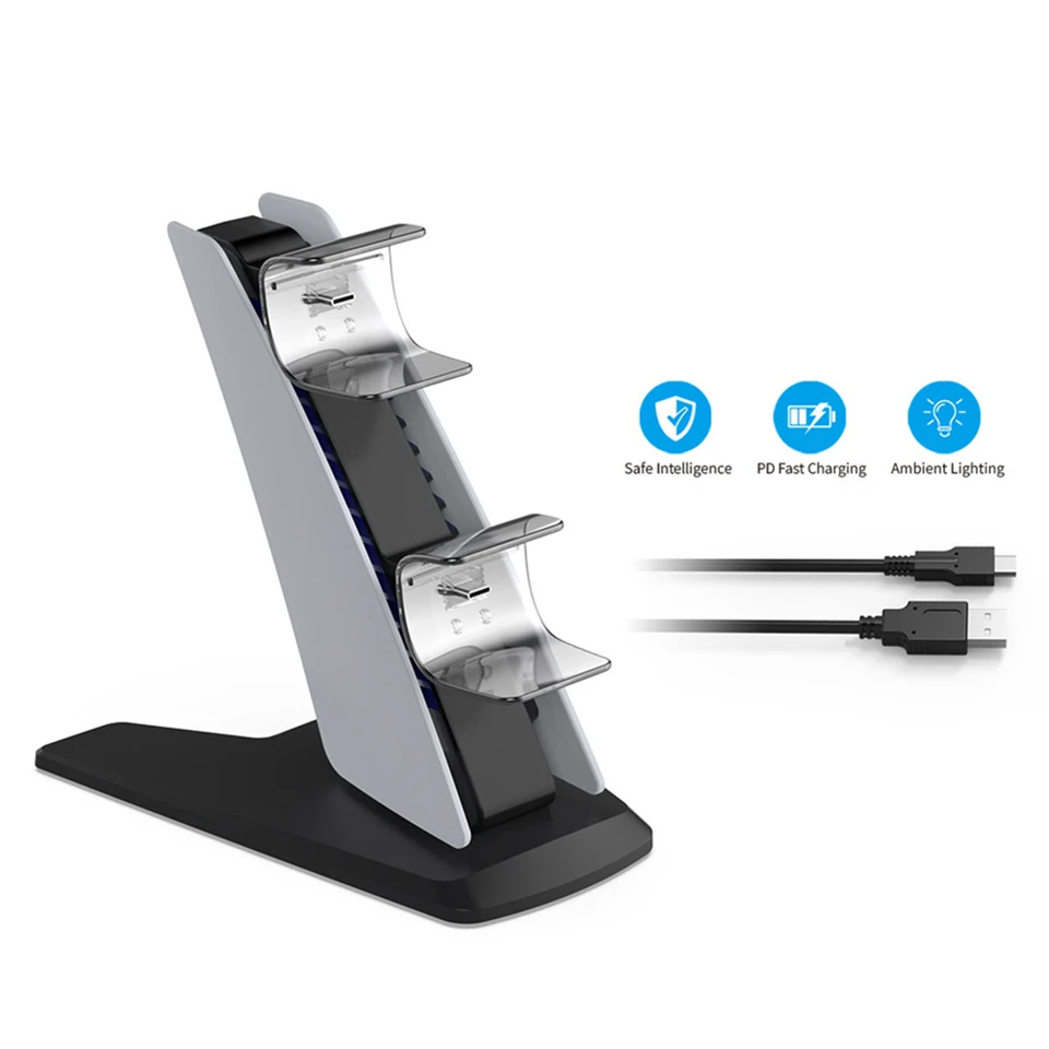 Dvojité rýchle nabíjačku ovládača s indikátorom ľahkého bezdrôtového joysticku nabíjania Dock Dual Controller nabíjacie stánky pre PS5