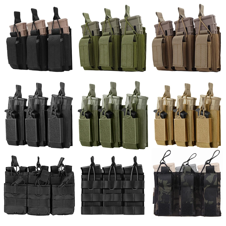 Dvojité vrstvy Triple Mag Houch Open Top Rifle Magazines Vrecko pre 5,56 mm M4 Mag Drsen Tactical Bag Hunting Airsoft Equipment
