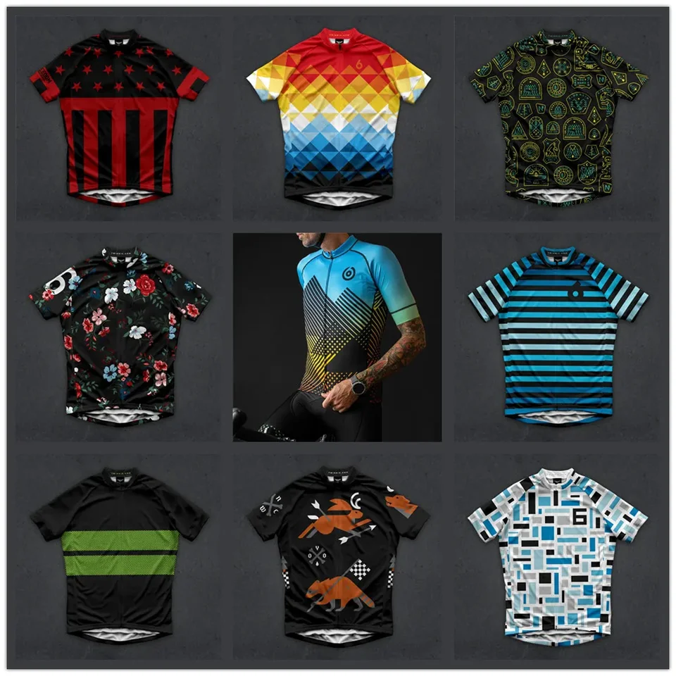 Dvojité šesť mužov Summer Quick Such s krátkym rukávom Cycling Jersey Road Road Kit MTB Bike Tirl Outdoor Sport Maillot Ciclismo Hombre