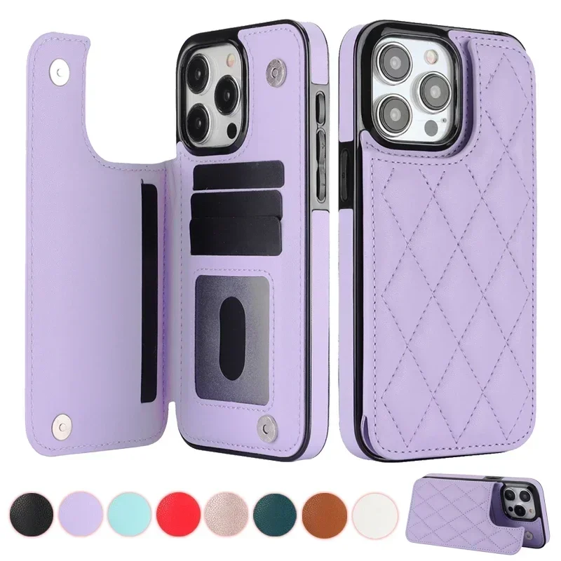 Dvojitý gombík Malé voňavé vetrové kožené kožené karty Puzdro pre iPhone 16 Pro Max 15 14 13 12 11 SE2 SE3 XS Max xr 8 7 plus