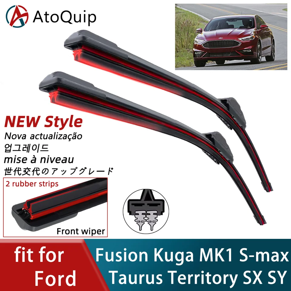 Dvojitý gumový automobil pre Ford Fusion Kuga Mk1 S-Max Taurus Territory SX Sy Sy Front Wiper Blades Boses Cutter Accessorie Čerinové sklo