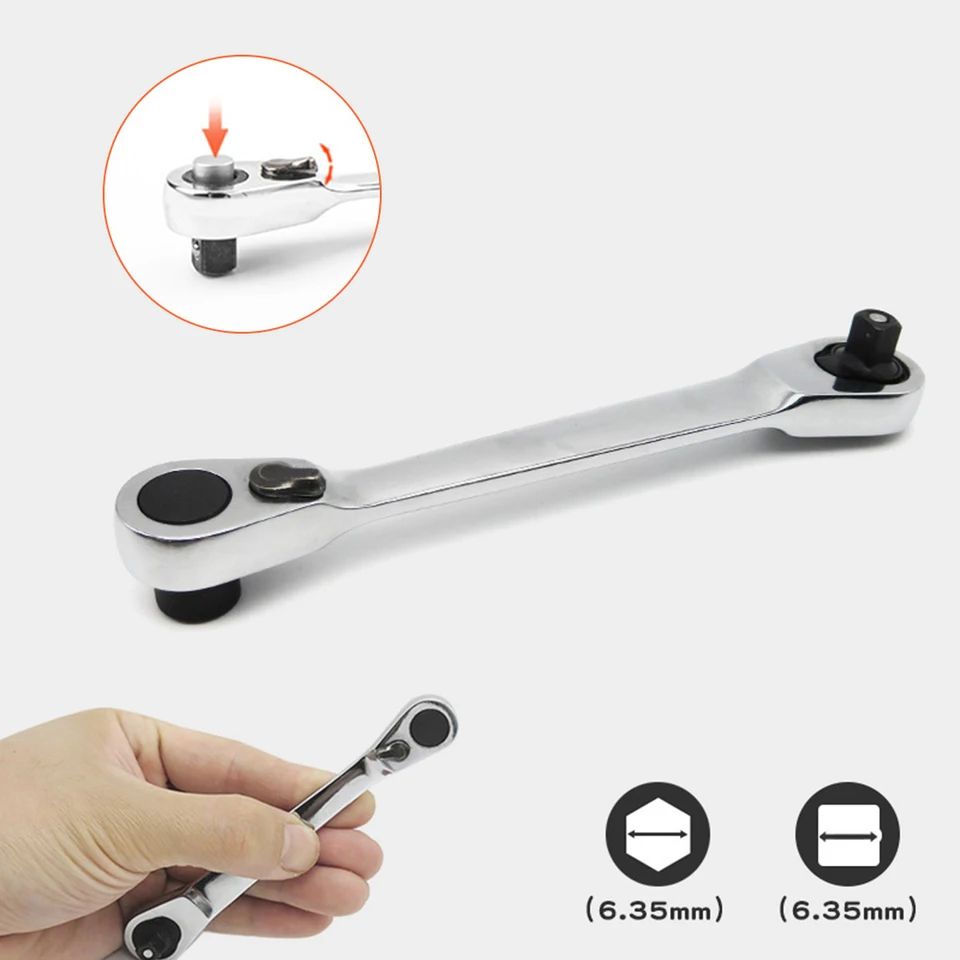 Dvojitý koncový rýchly objímka Ratchet Wrench 72 Zuby skrutkovač Šesťhranný krútiaci moment Kľúčy dvojité náradie na opravu rúk