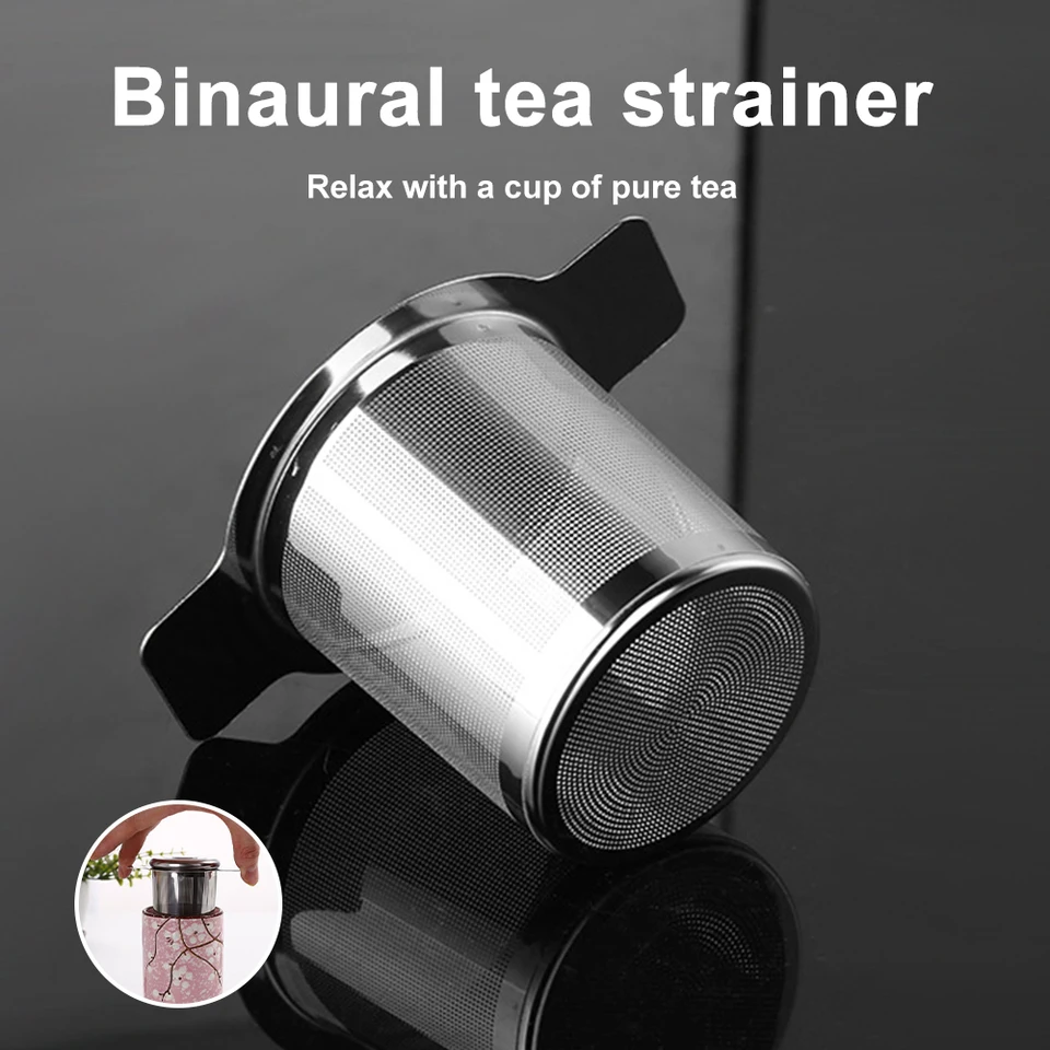 Dvojitý rukoväte čajový infuser s vekom z nehrdzavejúcej ocele s jemnou sieťovou kávou Loose List Leaf Leaf Filter