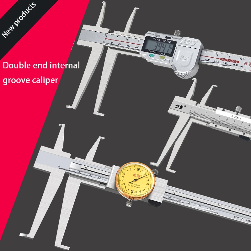 Dvojitý vnútorný digitálny digitálny strmeň 9-150 mm Internal Groove Electronic Vernier Celiper Interný otvor drážky Priemer