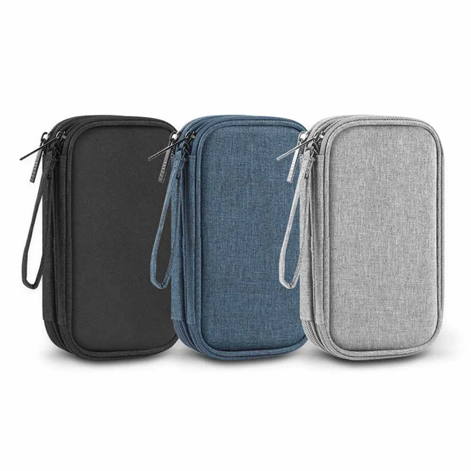Dvojvrstvová mobilná energia skladovacia skrinka Storage Box Witerproof Organizátor Gadget Organizátor Soft Digital Charger Petč pre elektronické príslušenstvo