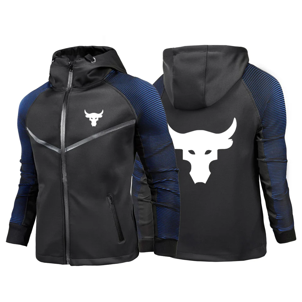 Dwayne Johnson Brahma Bull Tattoo Logo Print Spring Autumn Pánske vetruproty zipsové bunda neformálne vysokokvalitné pretekár