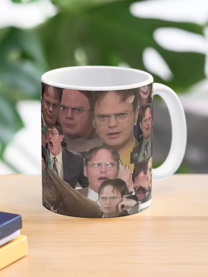 Dwight Schrute Collage Colage Coffee Káva Mlieko Mliek Mocha Cat Panda Bear pár Vianočný hrnček Kawaii Cups Originálne hrnčeky 11oz