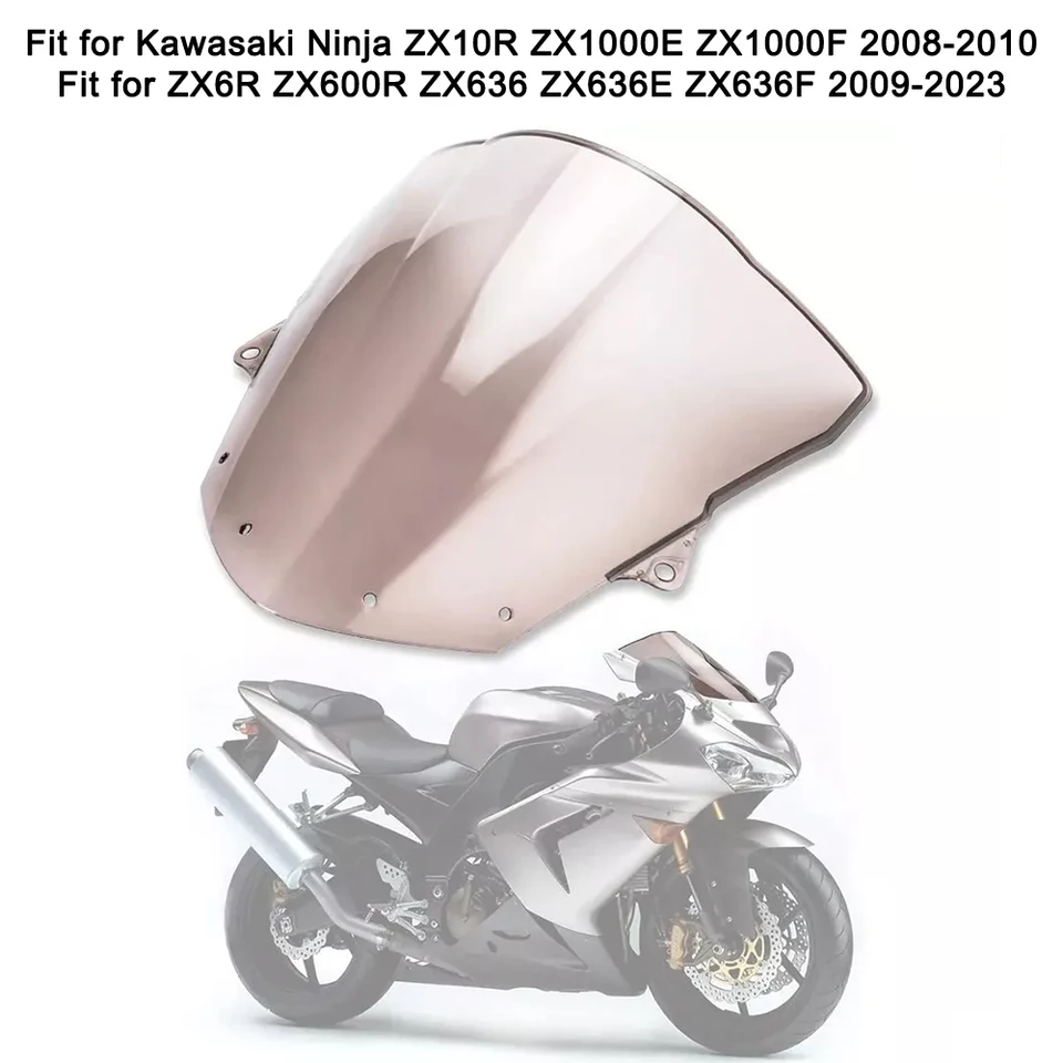 DWOE Motorcycle Motorcycle čelné sklo pre Kawasaki Ninja ZX10R ZX1000E ZX1000F 2008-10 ZX6R ZX600R ZX636 ZX636E ZX636F 2009-2023