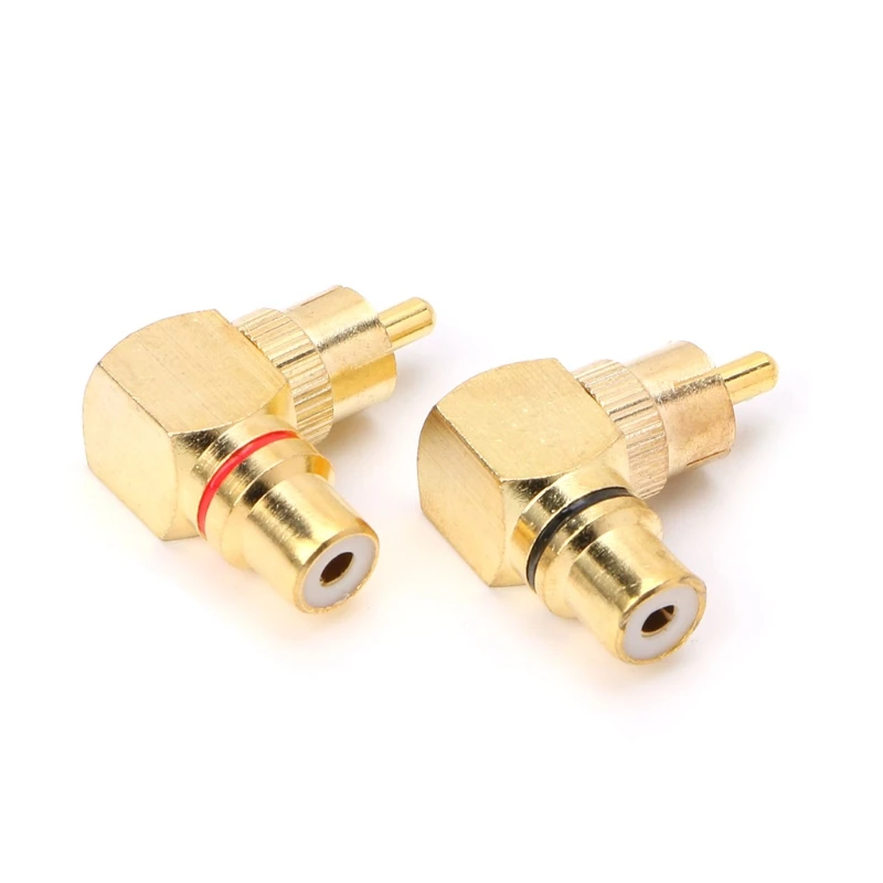 DX62 2X BRUSS RCA Pravý uhol samec k ženskému pozláteným konektorom 90 stupňov adaptérov